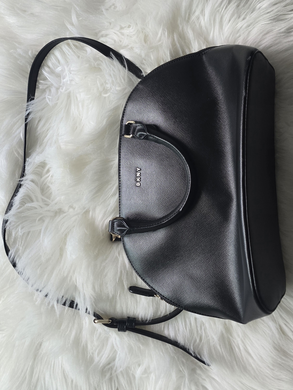 DKNY Black Saffiano Dome Crossbody Bag
